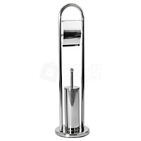 Bath Vida Silver Toilet Brush And Paper Holder With Round Base