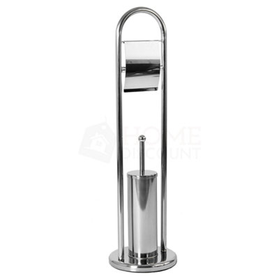 Bath Vida Silver Toilet Brush And Paper Holder With Round Base