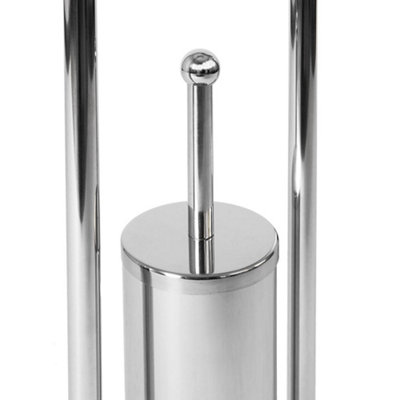 Bath Vida Silver Toilet Brush And Paper Holder With Round Base