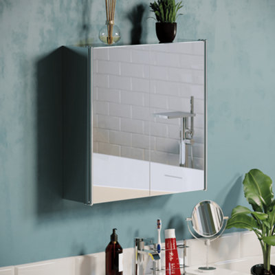 Bath Vida Tiano Stainless Steel Mirrored Double Bathroom Cabinet