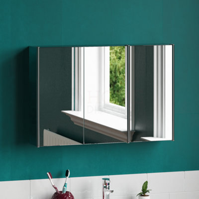 Stainless steel bathroom cabinet with deals mirror