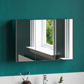 Bath Vida Tiano Stainless Steel Mirrored Triple Bathroom Cabinet