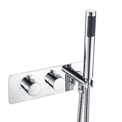Bathroom 2 Dial 2 Way Concealed Thermostatic Valve Bath filler & Shower Handset