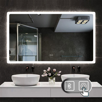 Bathroom 3-Color LED Backlit Mirror 120x70cm with Bluetooth and Anti ...