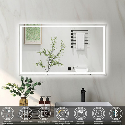 Bathroom 3 Colors Backlit LED Mirror 1500x800mm with Bluetooth Shaver ...