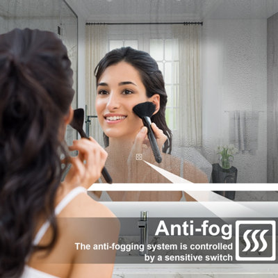 Bathroom 3 Colors Dimmable LED Mirror 900x600mm with Anti-fog IP44,Wall ...