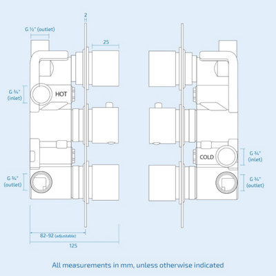 Bathroom 3 Dial 3 Way Concealed Round Thermostatic Shower Mixer Valve Chrome - 7
