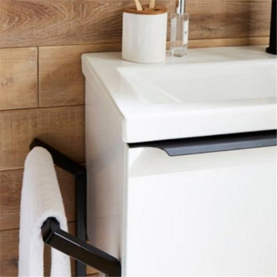 Bathroom 500mm Wall Mounted Drawer Unit, Ceramic Basin & Frame  Sonoma Oak - (Central) - Brassware Not Included