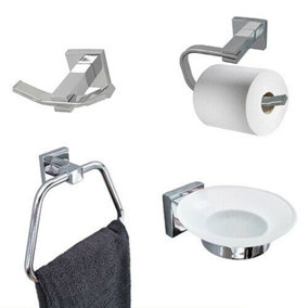 Bathroom Accessories Set Polished Chrome Finish Square Modern Concealed Fittings Set Offer