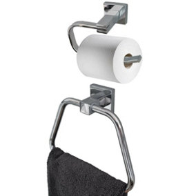 Bathroom Accessory Set Modern Toilet Roll Holder & Towel Holder Set