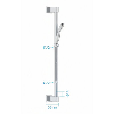 Bathroom Adjustable Chrome Shower Slider Riser Rail Kit with Modern Head