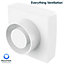 Bathroom Axial Extractor Fan with Automatic Shutter Seal & Electronic Timer - 100mm White