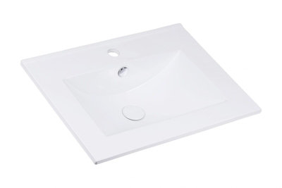 Bathroom Basin Sink 600mm 60cm White Cloakroom Ceramic Inset Single Bowl UP