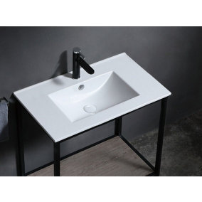 Bathroom Basin Sink 800mm 80cm White Cloakroom Ceramic Inset Single Bowl UP