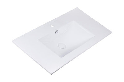 Bathroom Basin Sink 800mm 80cm White Cloakroom Ceramic Inset Single Bowl UP