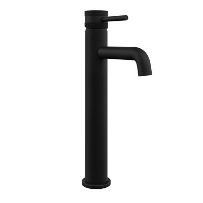 Bathroom Basin Tall Mono Mixer Tap Pillar Mounted Solid Brass - Matt Black