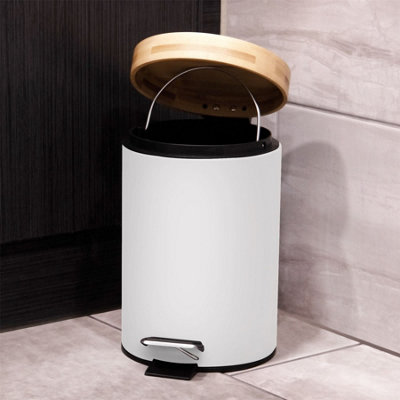 Bathroom Bin with Bamboo Lid 3L - M&W