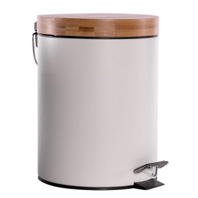 Bathroom Bin with Bamboo Lid 5L - M&W