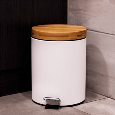 Bathroom Bin with Bamboo Lid 5L - M&W