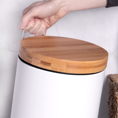 Bathroom Bin with Bamboo Lid 5L - M&W - 4