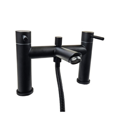 Bathroom Black Modern Waterfall Basin Bath Sink Mono Square Mixer Bath Filler Tap - 3