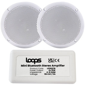 Bathroom Bluetooth Ceiling Speaker Kit Wireless Amp & 2x 80W Moisture Resistant
