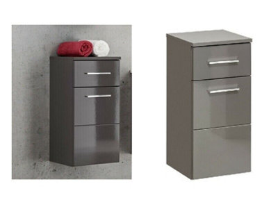 Bathroom Cabinet Wall Storage Slim Modern Unit Soft Close 300 Grey Gloss Twist Price Comparisons | Compare The Build