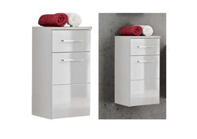 Bathroom Cabinet Wall Storage Slim Modern Unit Soft Close White Gloss Twist