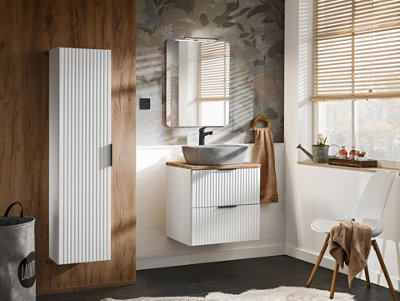 Bathroom Cabinets 600mm Vanity Unit with Worktop Tallboy Tall Wall ...