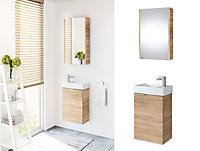 Bathroom Cabinets Set 400mm Vanity Unit Basin Wall Mirror Sonoma Oak Small Avir