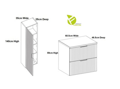 Bathroom Cabinets Wall Hung Vanity with Basin Countertop 600mm Sink ...