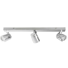 Bathroom Ceiling Bar Spotlight Chrome Plate Triple Adjustable 60cm Long Lamp