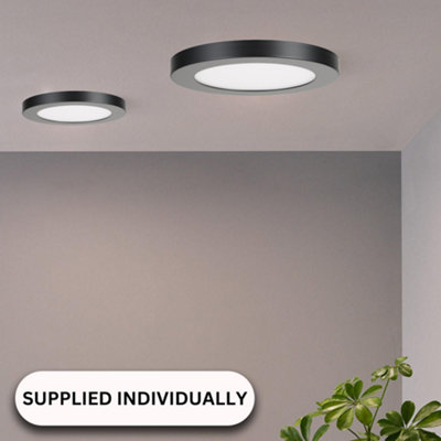 Bathroom Ceiling Light 24W IP44 with 3 Switchable White Lighting Options - Satin Black