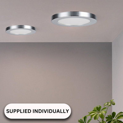 Bathroom Ceiling Light with 3 Colour White Lighting Changing Switch 12W IP44 - Chrome Bezels