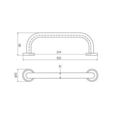 Bathroom Chrome Grab Rail (L)325mm
