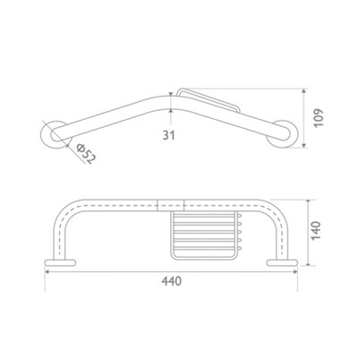 Bathroom Chrome Grab Rail with Soap Basket (L)440mm