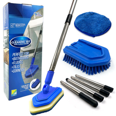 Bathroom Cleaning Set Long Handled Tile Cleaning Kit | DIY at B&Q