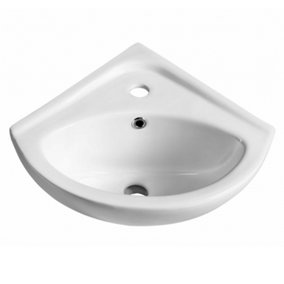 Bathroom Cloakroom Ceramic 1 Tap Hole Compact Small Mini Corner Wash Basin Sink