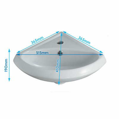 Bathroom Cloakroom Ceramic 1 Tap Hole Compact Small Mini Corner Wash Basin Sink