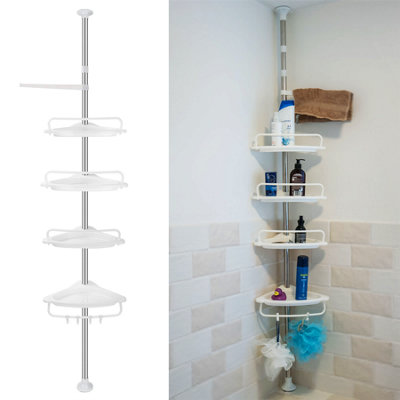 Hanging Shower Storage Holder, Telescopic Bathroom Shelf, Pole
