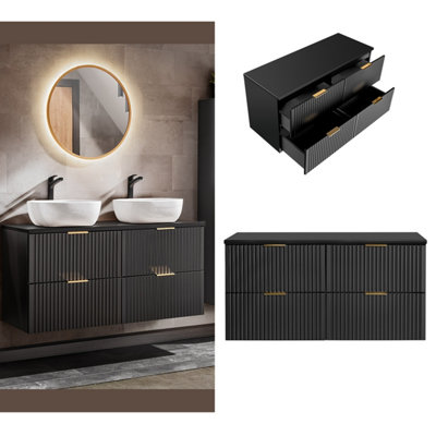 Bathroom Double Vanity Unit 1200mm Countertop Wall Hung Drawer Cabinet ...