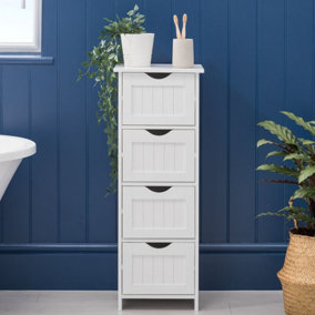 Bathroom Drawer Cabinet White Wood Storage Unit With 4 Deep Drawers Christow