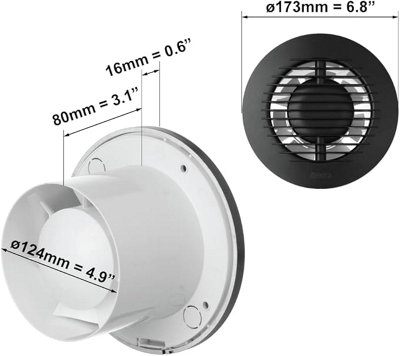 Bathroom Extractor Fan 125mm with Round Front 5 inch Extractor fan ...