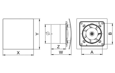 Bathroom Extractor Fan 150mm with Timer Silver Vision Panel