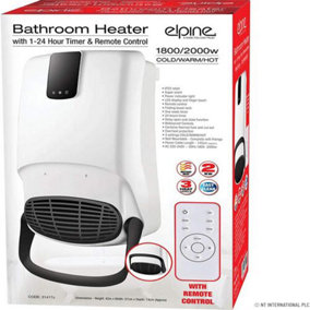 Bathroom Fan Heater With Remote Control Timer Cold Warm Hot Wall Mounted