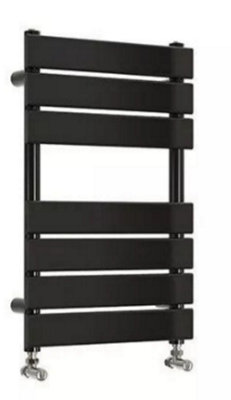 Bathroom Flat Panel Black 650mm x 400mm Heated Towel Radiator