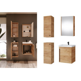 Bathroom Furniture Set 500 Vanity Sink Mirror Cabinet Storage Wall Unit Oak Avir