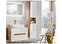 Bathroom Furniture Set: 800 Vanity Wall Hung Cabinets Countertop Sink Basin White Gloss Oak Arub