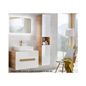 Bathroom Furniture Set: 800 Vanity Wall Hung Cabinets Countertop Sink Basin White Gloss Oak Arub