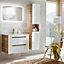 Bathroom Furniture Set 800 Wall Vanity Unit with Sink + Tall Slim Cabinet White Gloss Oak Arub